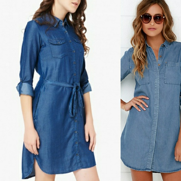 🌴HP🌴NWT Maison Jules Chambray Dress - Picture 2 of 8